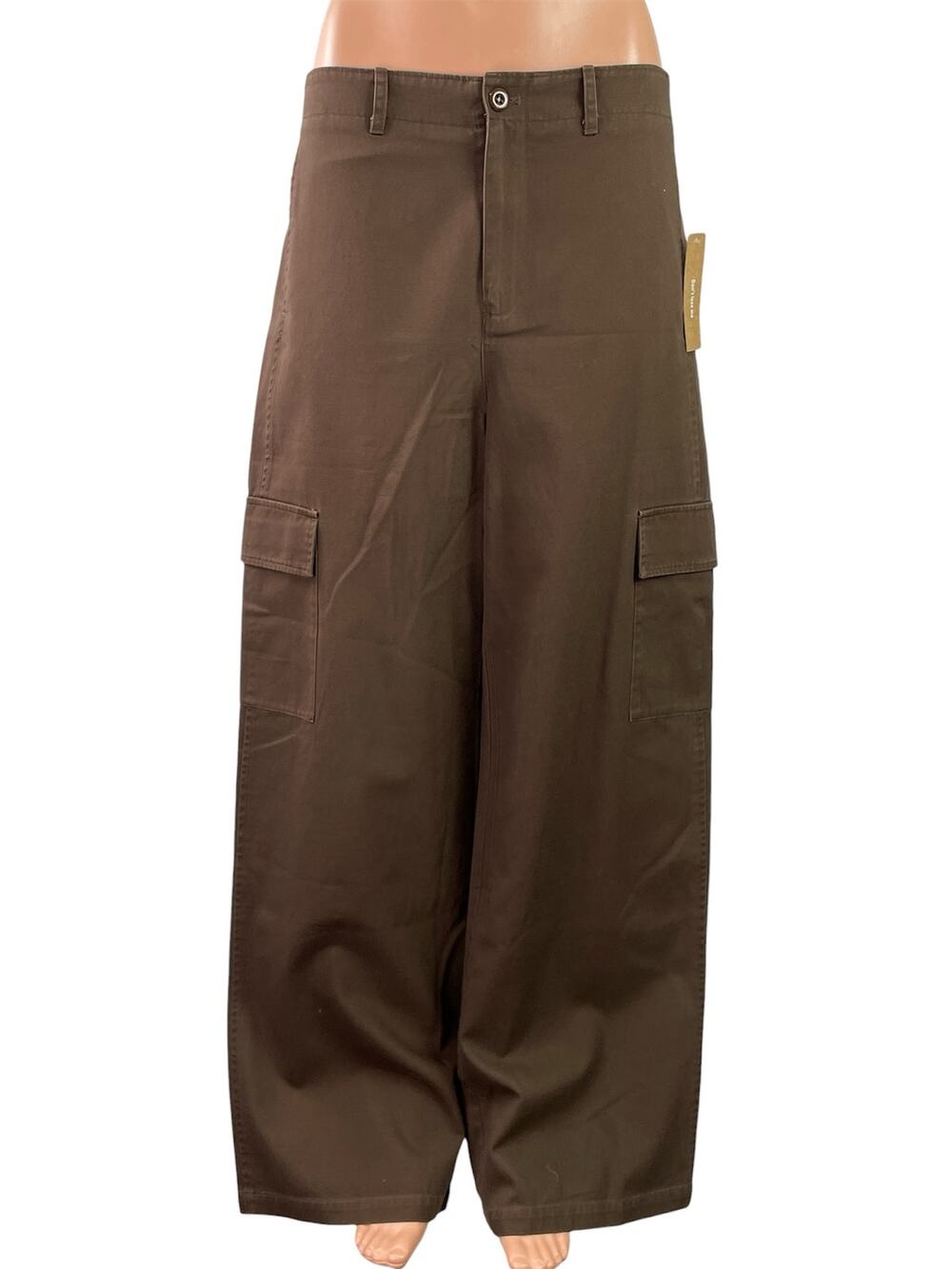NEW Caara Women's Brown High Rise Wide Leg Baggy Palazzo Cargo Pants Size 6